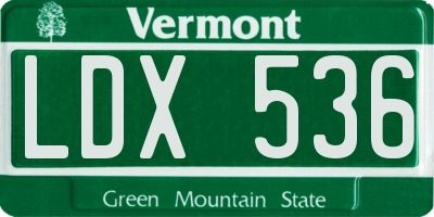 VT license plate LDX536