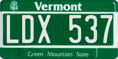 VT license plate LDX537