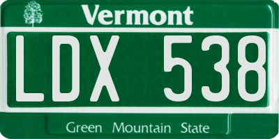 VT license plate LDX538