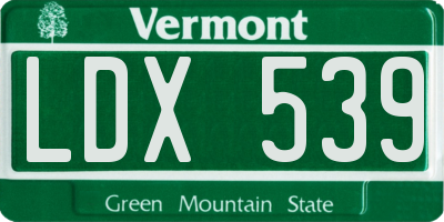 VT license plate LDX539