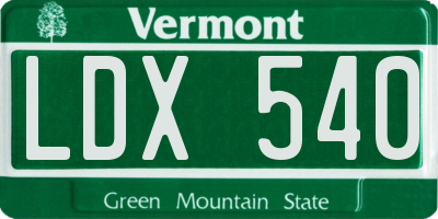 VT license plate LDX540