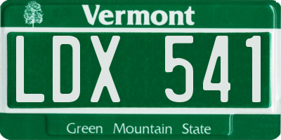 VT license plate LDX541