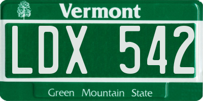 VT license plate LDX542
