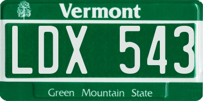 VT license plate LDX543