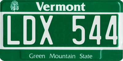 VT license plate LDX544