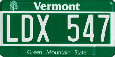 VT license plate LDX547