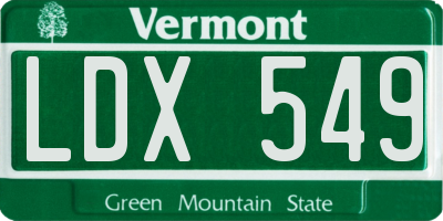 VT license plate LDX549