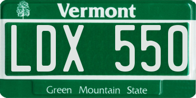 VT license plate LDX550