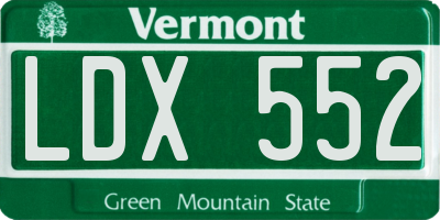VT license plate LDX552