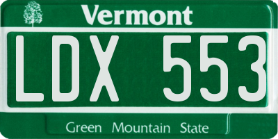 VT license plate LDX553
