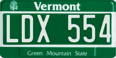 VT license plate LDX554