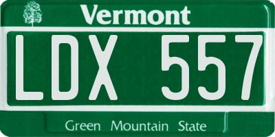 VT license plate LDX557