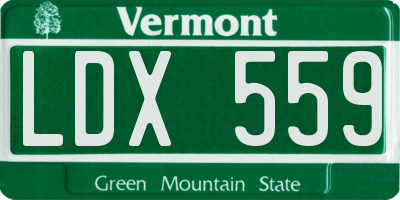 VT license plate LDX559