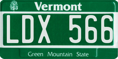 VT license plate LDX566