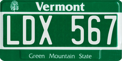 VT license plate LDX567