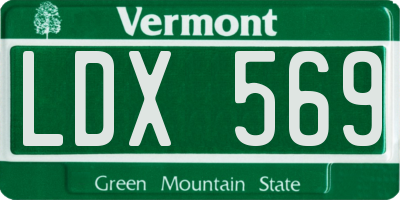 VT license plate LDX569