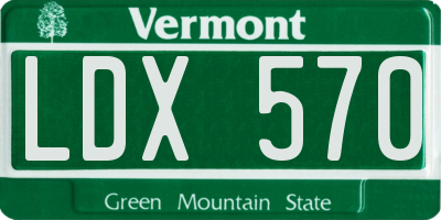VT license plate LDX570