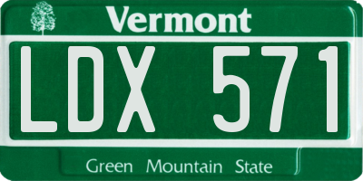 VT license plate LDX571