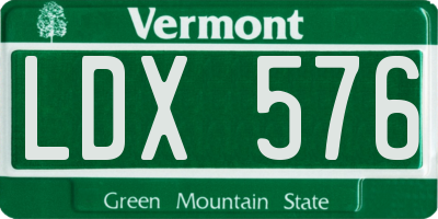 VT license plate LDX576