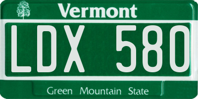 VT license plate LDX580
