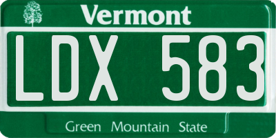 VT license plate LDX583