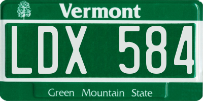 VT license plate LDX584