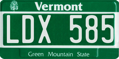 VT license plate LDX585