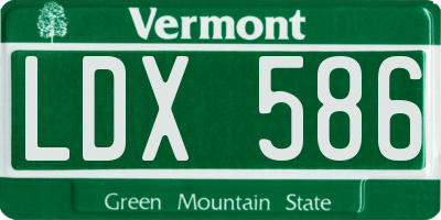 VT license plate LDX586
