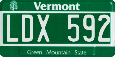 VT license plate LDX592