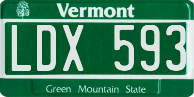 VT license plate LDX593
