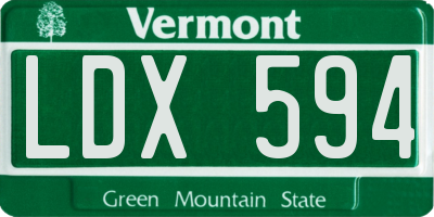 VT license plate LDX594