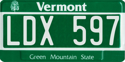 VT license plate LDX597