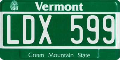 VT license plate LDX599