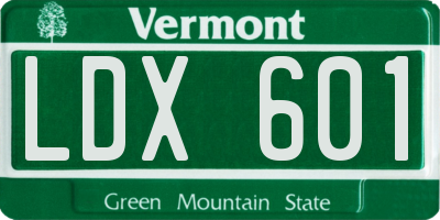VT license plate LDX601