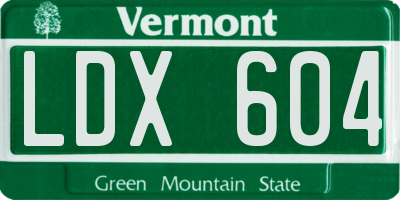 VT license plate LDX604