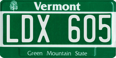 VT license plate LDX605