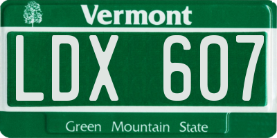 VT license plate LDX607