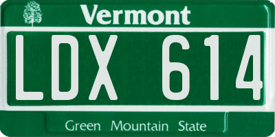 VT license plate LDX614