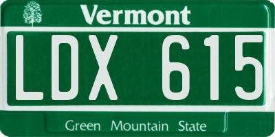 VT license plate LDX615