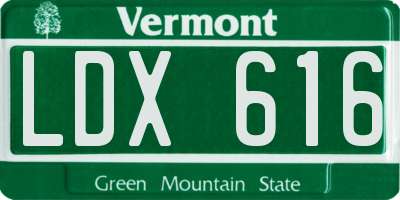 VT license plate LDX616