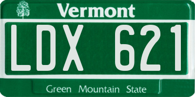 VT license plate LDX621