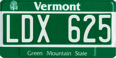 VT license plate LDX625