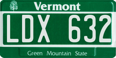 VT license plate LDX632