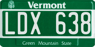 VT license plate LDX638