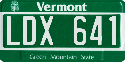 VT license plate LDX641