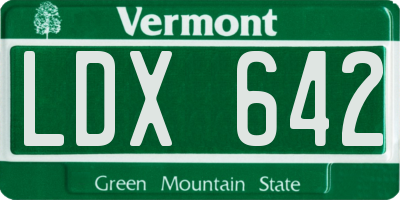 VT license plate LDX642