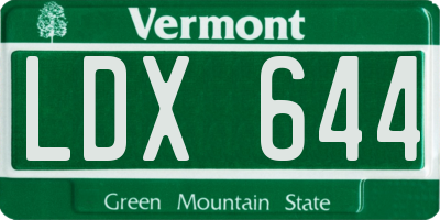 VT license plate LDX644