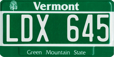 VT license plate LDX645