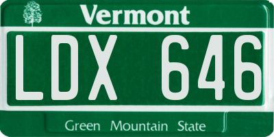 VT license plate LDX646
