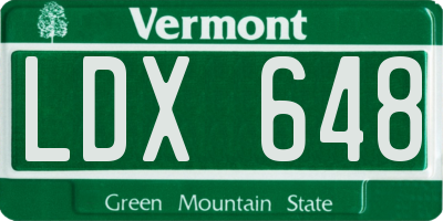 VT license plate LDX648